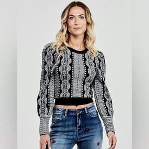 Desigual Black and Gray Patterned Sweater S